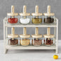 Piece Glass Spice Jar Set with Rack & Spoons