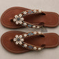 Beaded Shell Embellished Flat Sandals