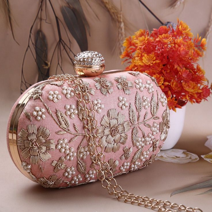 Elegant Pink Wedding & Party Handheld Clutch